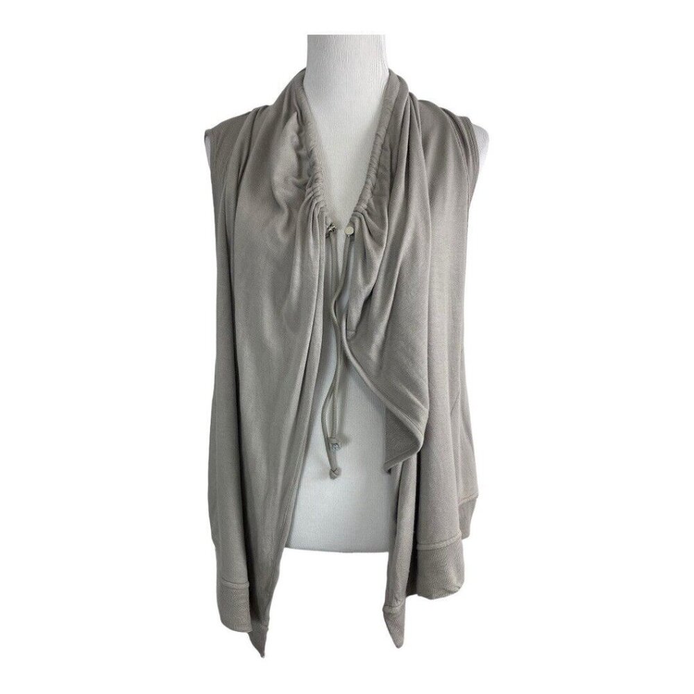Athleta Women Athletic Cardigan Drape Size XXS Gray  Vest Terry Cloth Open Front